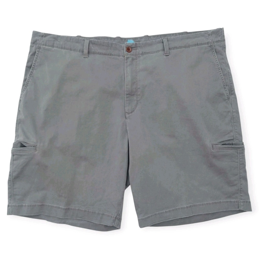 Tommy Bahama Washed Chino Cargo Shorts Mens 46 Cotton Tencel Spandex Gray